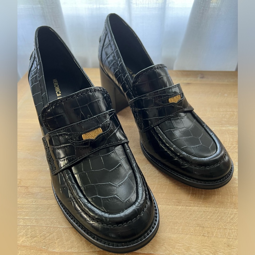 Veronica Beard Women's Croco Penny 70 Loafer High Heel Pumps New - Picture 2 of 9